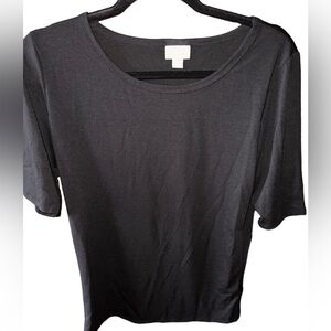 Lularoe large solid black Gigi top. Dressy knit fabric. EUC.